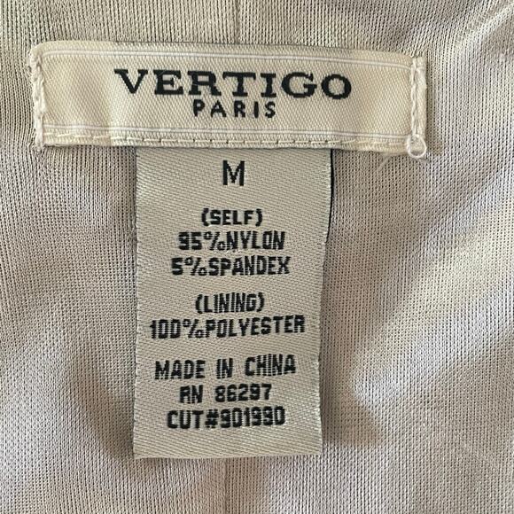 Vertigo Paris Taupe Beige Sheath Dress Tiered Lace Sleeveless MED Fairy Boho - Picture 9 of 9